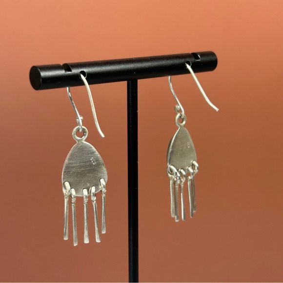 Navajo Sterling Silver and Turquoise Dangle Earrings - Picture 4 of 7